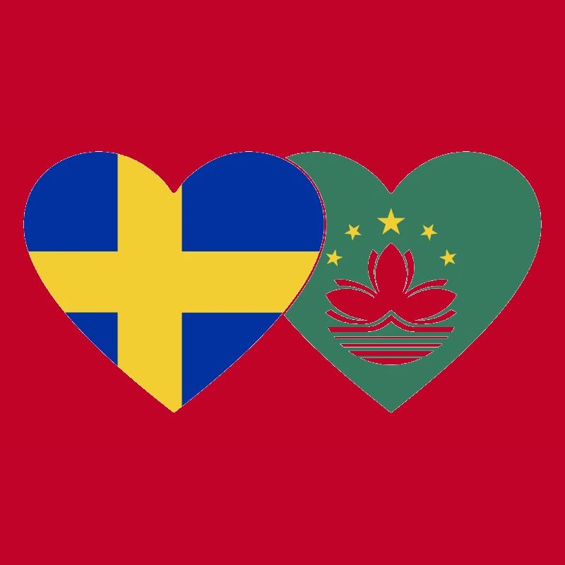 Suède Cœur de drapeau de Macao