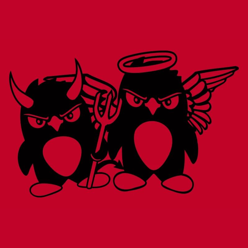 2 Penguins Angel Devil Evil Good Sky Hell Cool