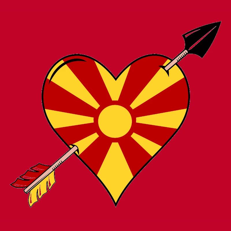 Macédoine Flag Coeur Amour