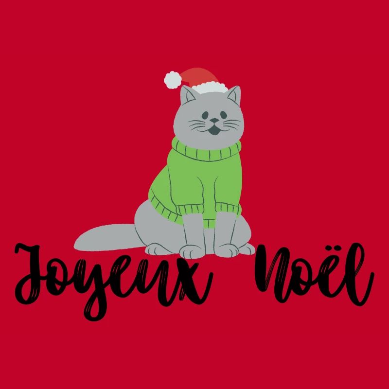 Pull et tee-shirt « Joyeux Noël » avec chat