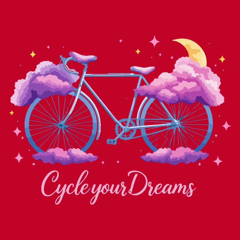 Conception de vélo nuage « Cycle Your Dreams » avec lune