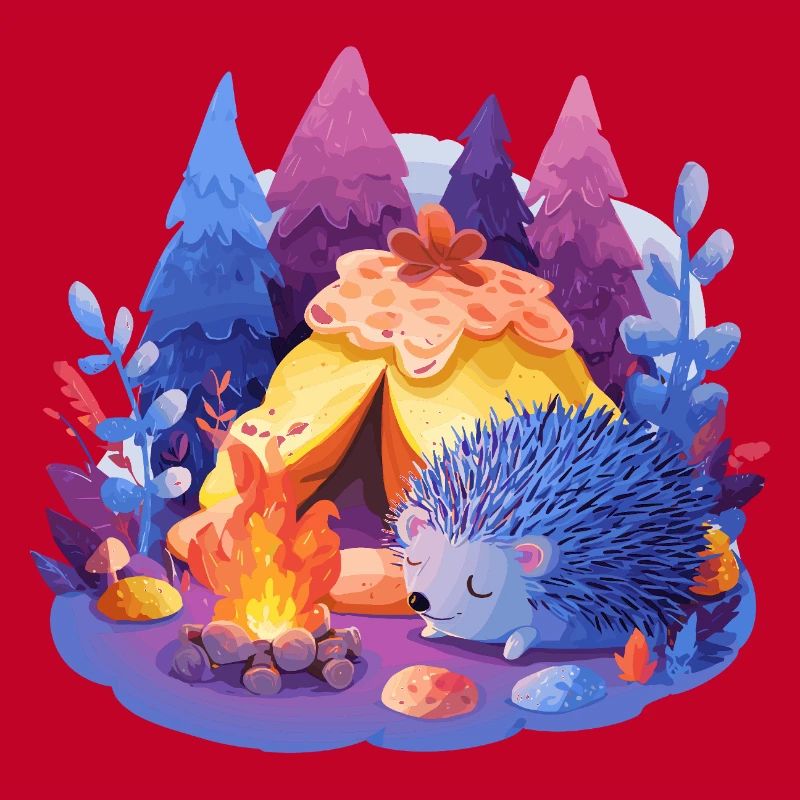 Sleeping hedgehog at the campfire