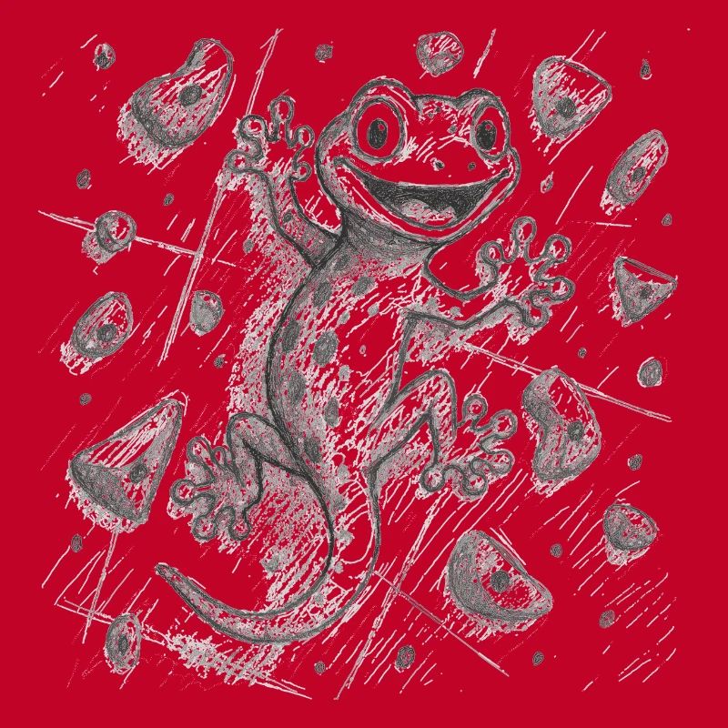 Bouldering Gecko Lizard Climbing Drawing Gift