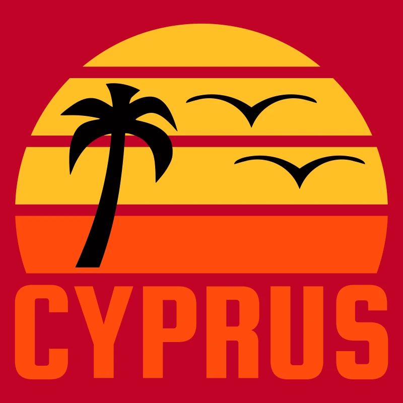Cyprus (half sun, palm tree, two birds)