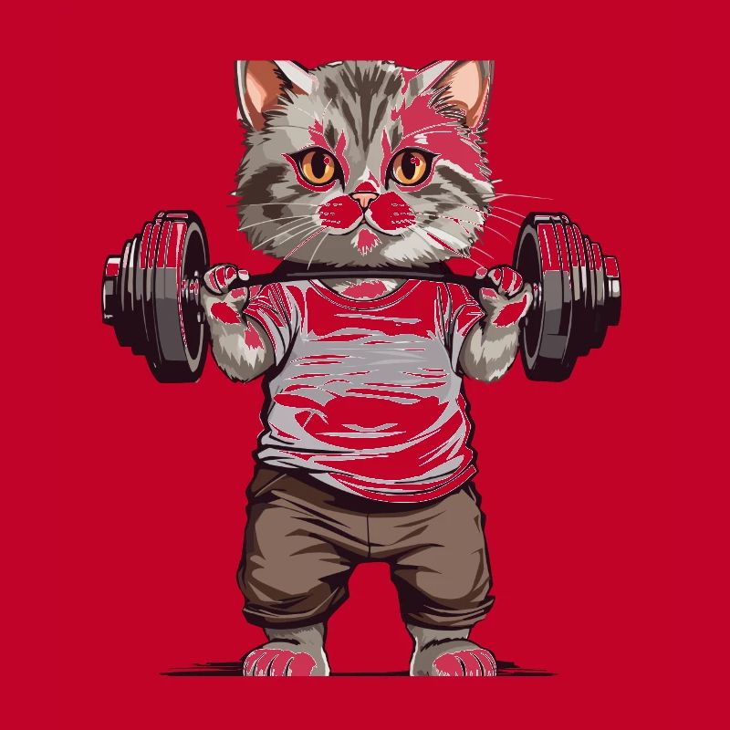 Drôle de chat de musculation avec conception d’haltères