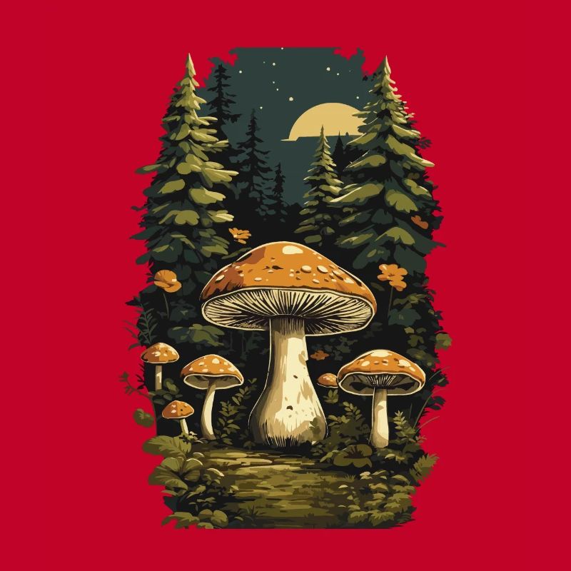 Conception rétro de champignons cèpes collectant dans la forêt des champignons naturels