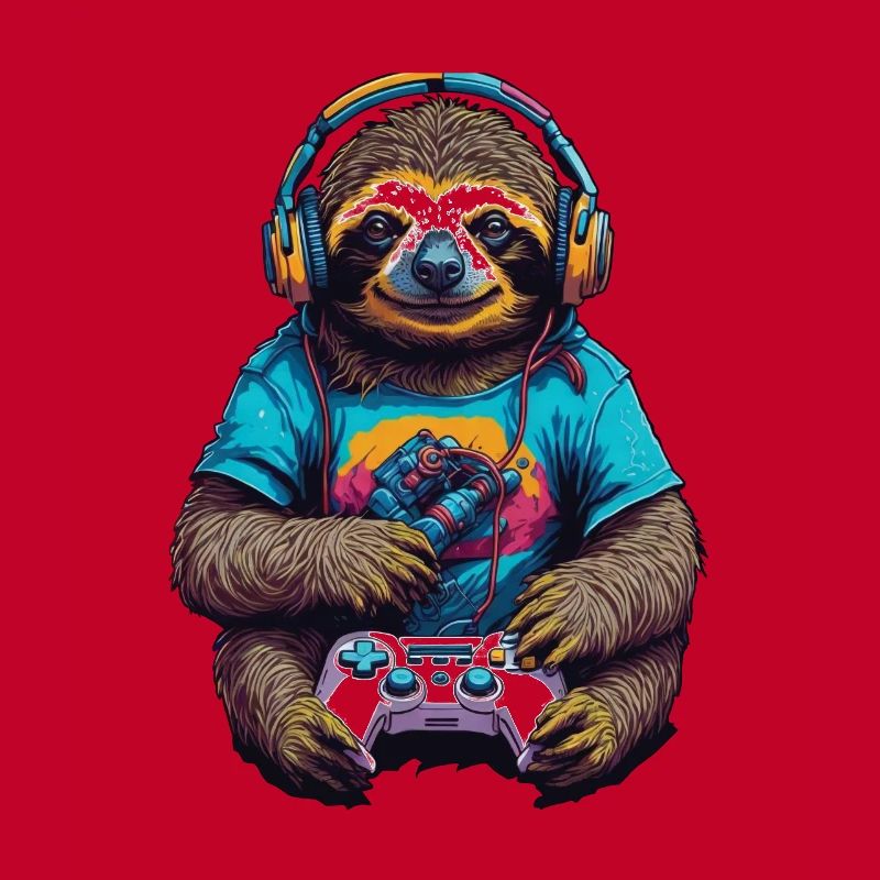 Retro Controller Gaming Sloth Nerd Design