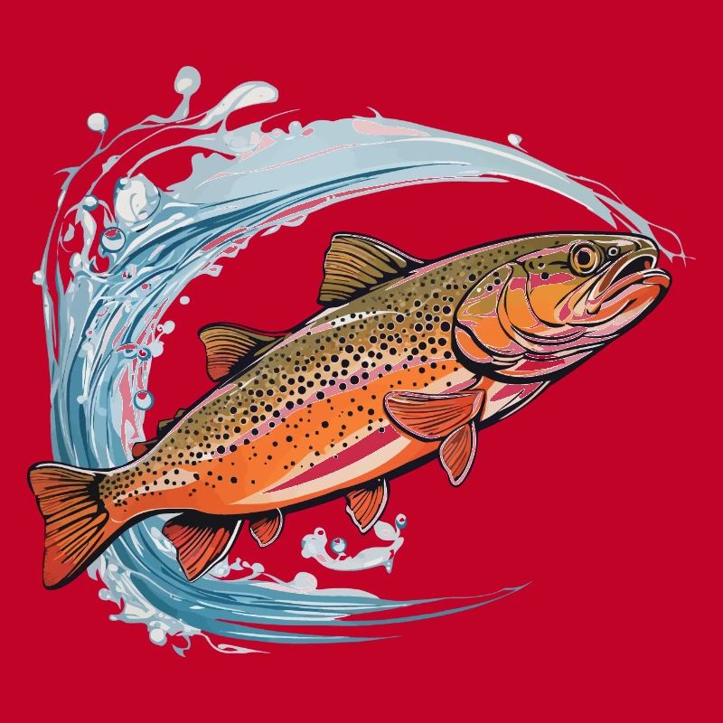 Conception passionnée de poisson pêcheur à la truite