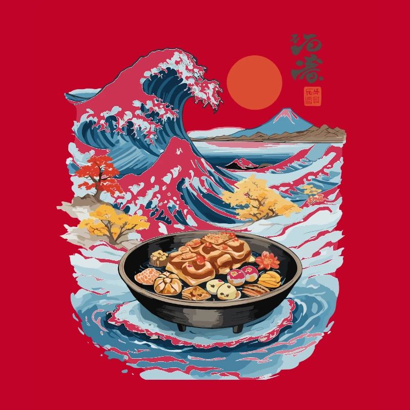 Japan Tea Time Ukiyo-E Retro Cake Artwork
