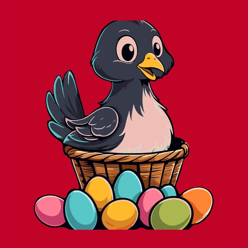 Easter Chicken Colorful Cute Funny Easter Eggs Nest