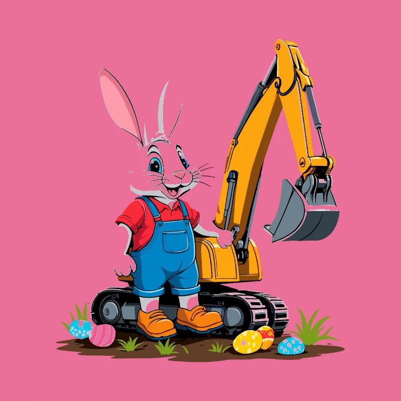 Easter Bunny Excavator Driver Easter Eggs Digging Funny