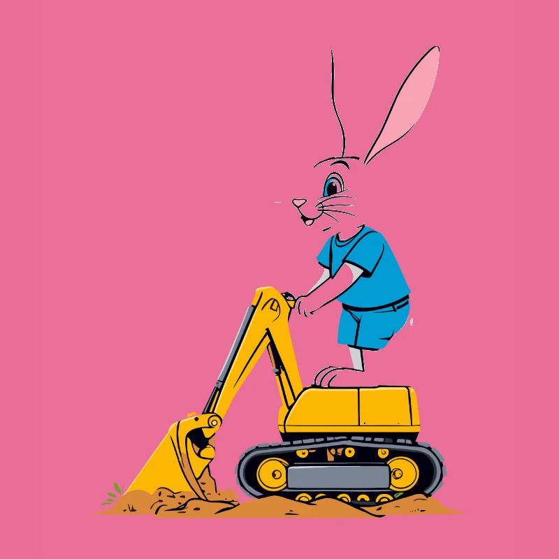 Easter Bunny Excavator Driver Funny Easter Eggs Digging