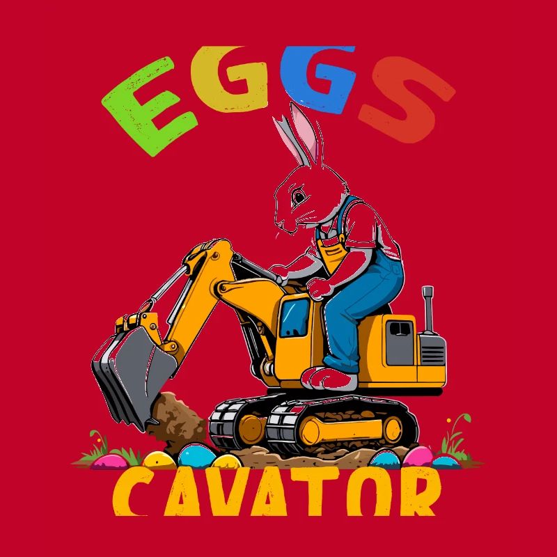 Funny Easter Saying Easter Bunny Excavator Driver