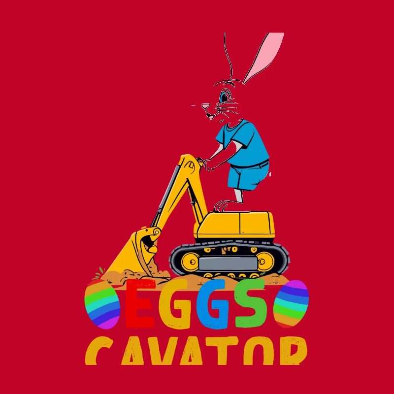 Funny Easter Saying Easter Bunny Excavator Driver