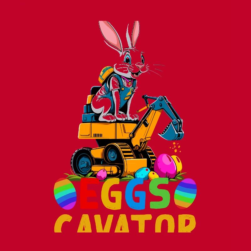 Funny Easter Saying Easter Bunny Excavator Driver