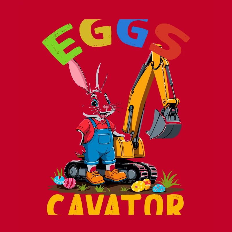 Funny Easter Saying Easter Bunny Excavator Driver