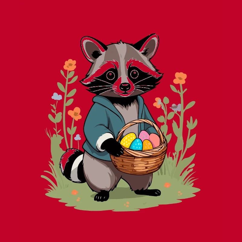 Funny raccoon Easter bunny Easter saying