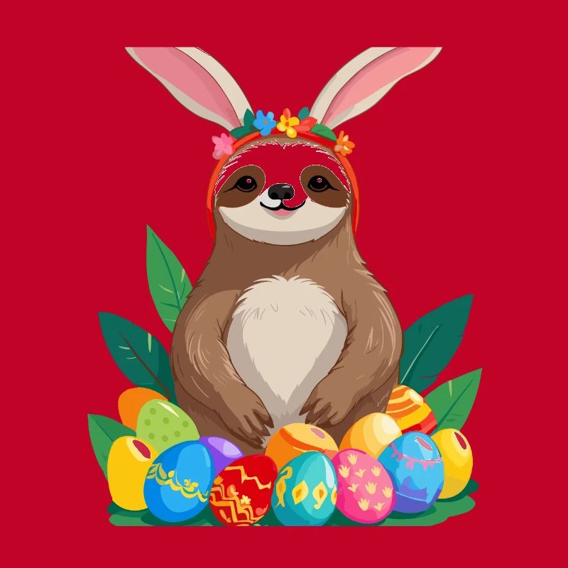 Funny Sloth Easter Bunny Iconic Easter
