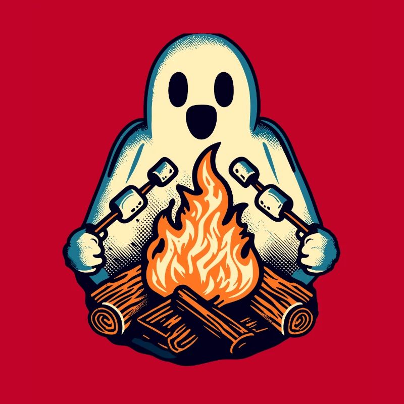Ghost at Campfire Camping Site Halloween Fun