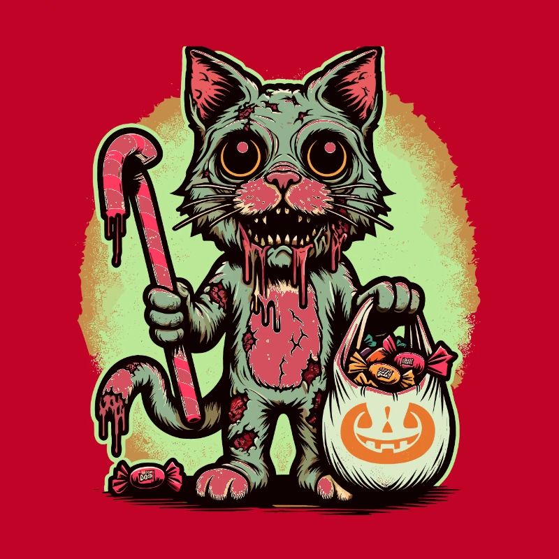 Creepy Zombie Katze Süßes Oder Saures