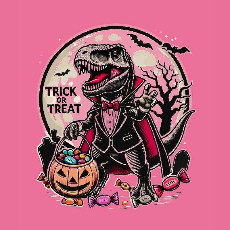 Funny T-Rex Vampire Loves Candy