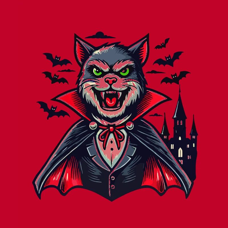 Chat vampire Chat d’Halloween mignon