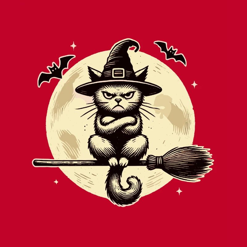Drôle de sorcière chat magicien chat