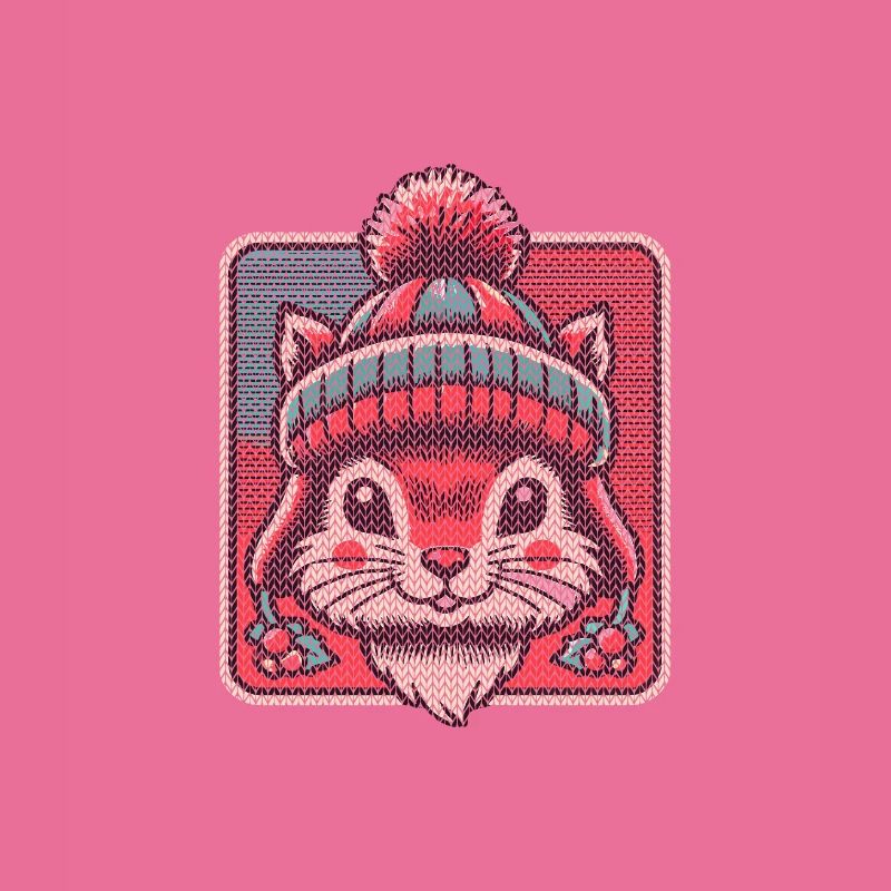 Winter squirrel with hat and pattern