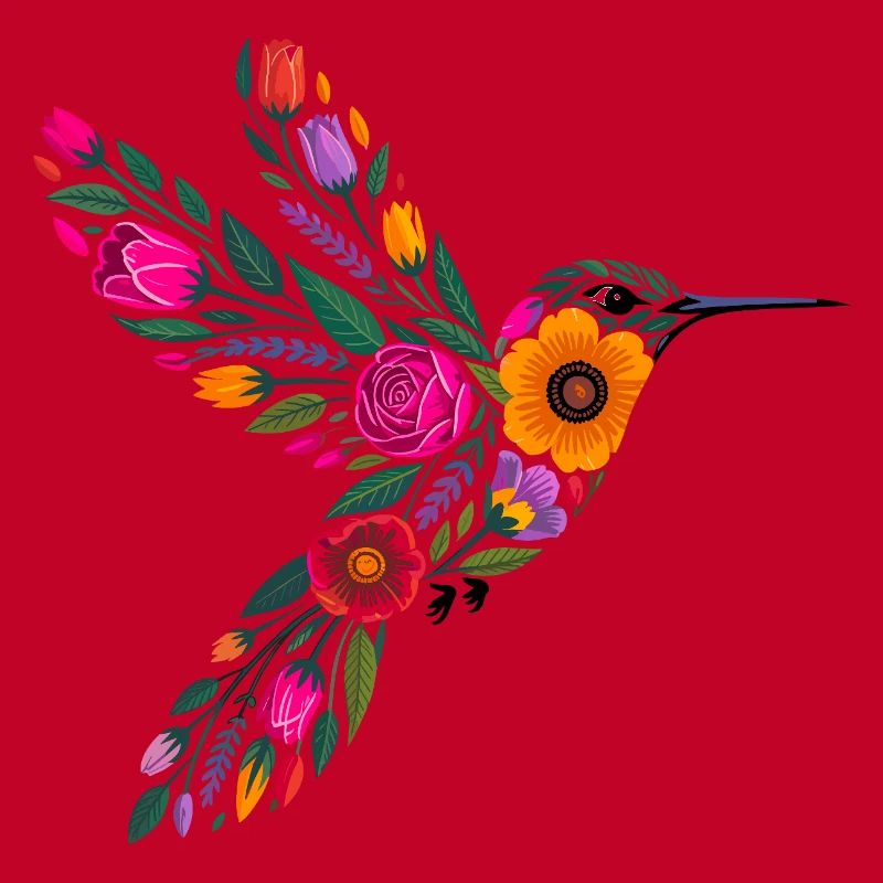 Graphisme Colibri Fleurs