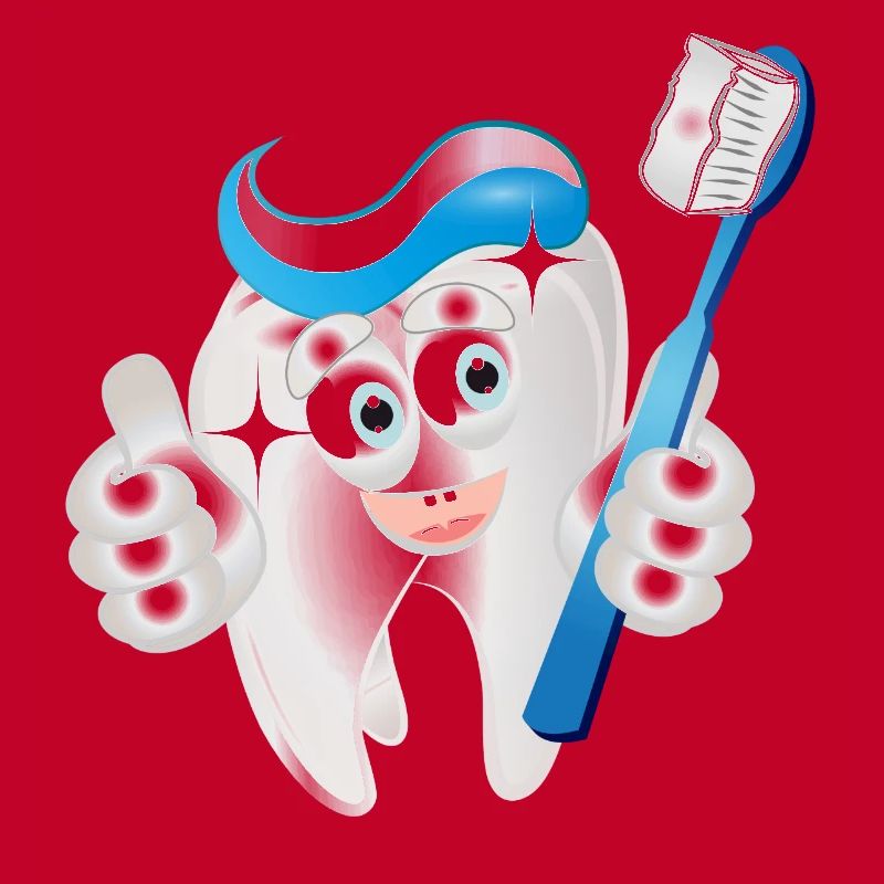 radiant white tooth with toothpaste as a comic