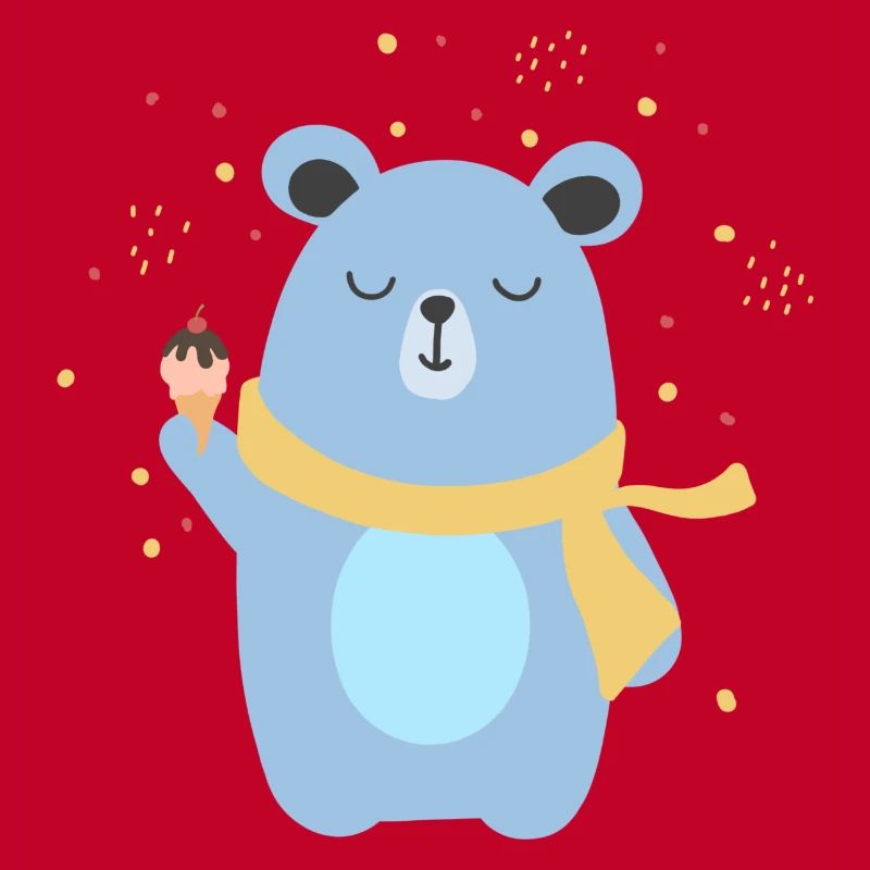 Cute Bear Having an Icecream