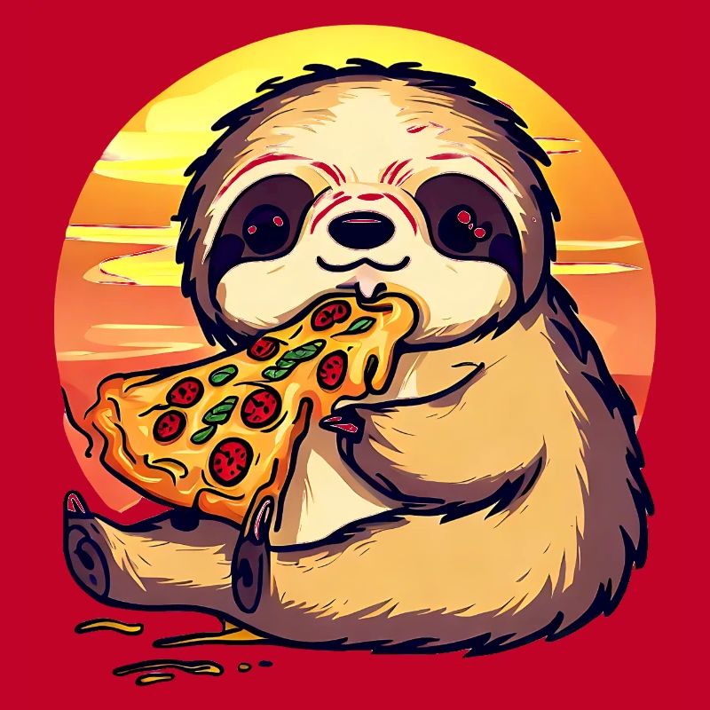 Pizza sloth in the sunset