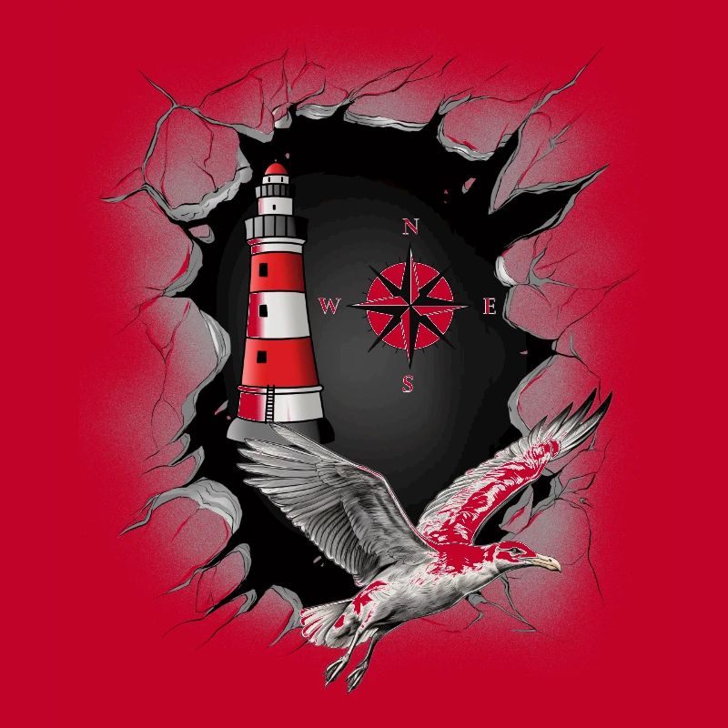 Möwe Leuchtturm Kompass maritim