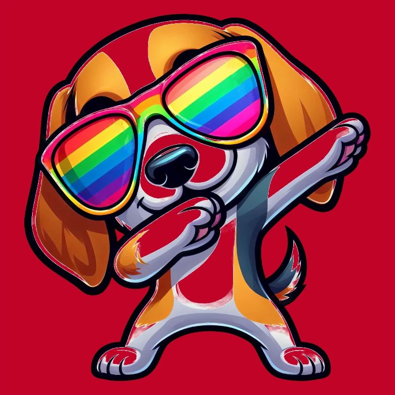 Cooler Beagle Dab Sonnenbrille Regenbogen