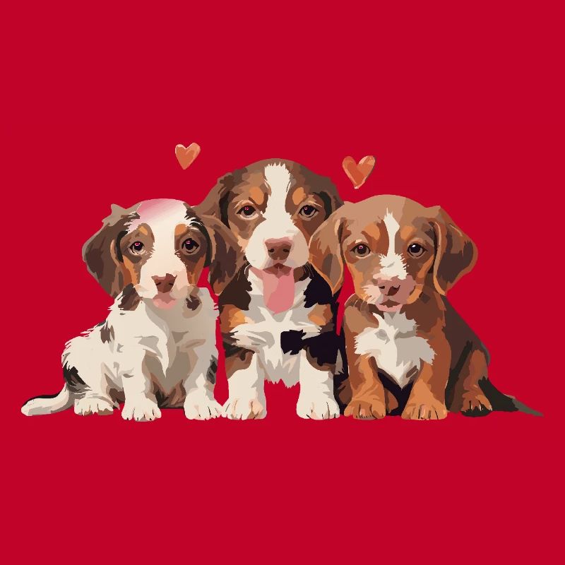 Chiots - 3 petits chiens avec des cœurs