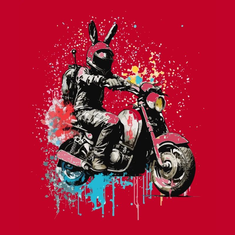 Graffiti rabbit on scooter motorcycle