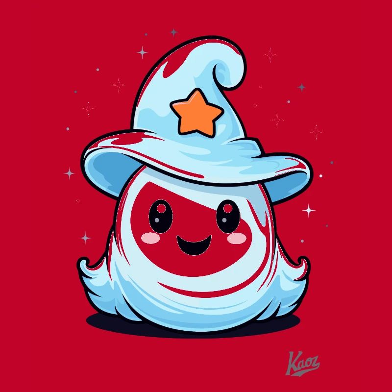 Cute little ghost with magic hat