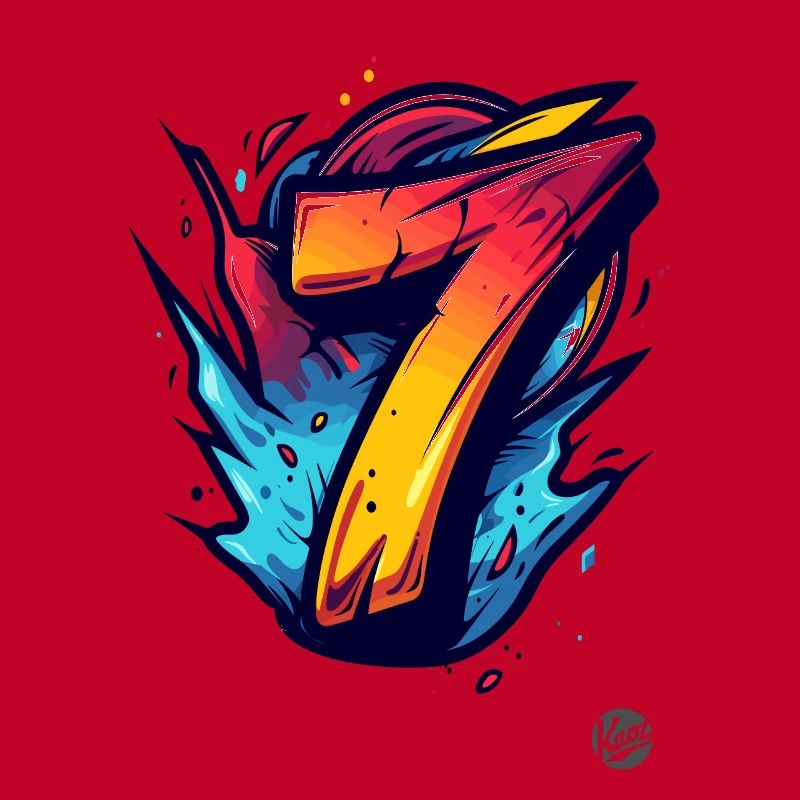 Knalliges "7" Design mit explosiven Farben