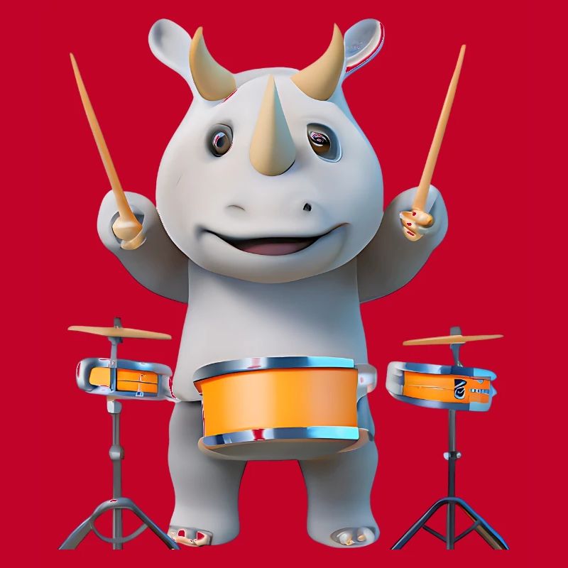 Drum-playing rhinoceros