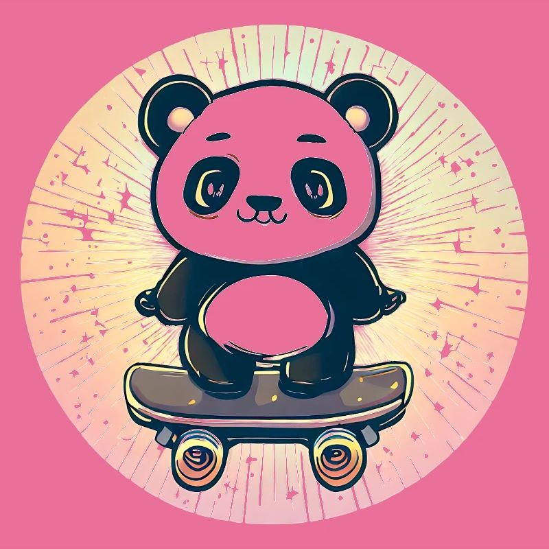 Skateboard panda in sunset