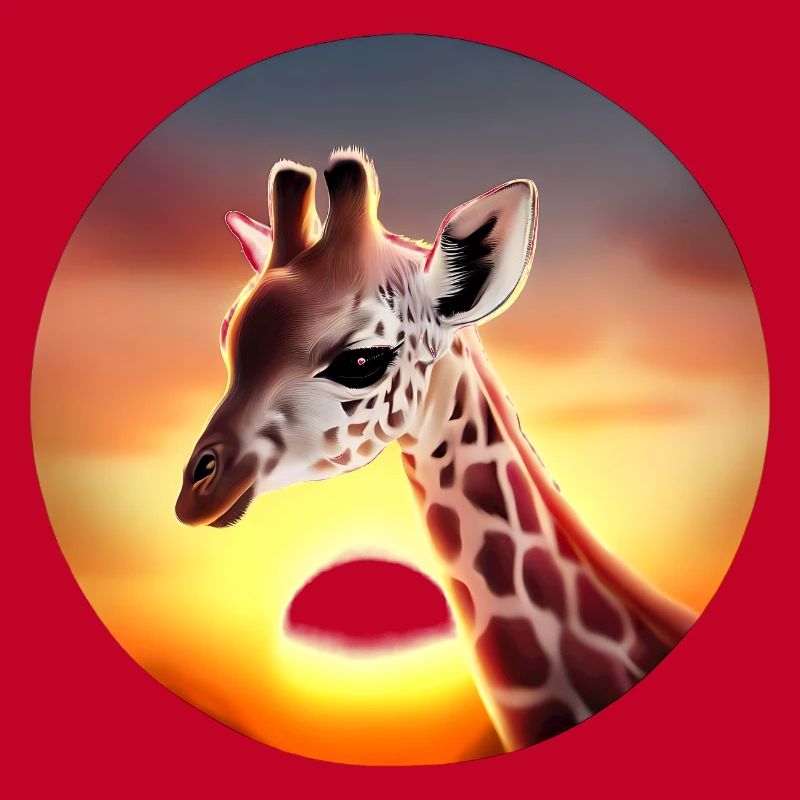 Young giraffe in sunset