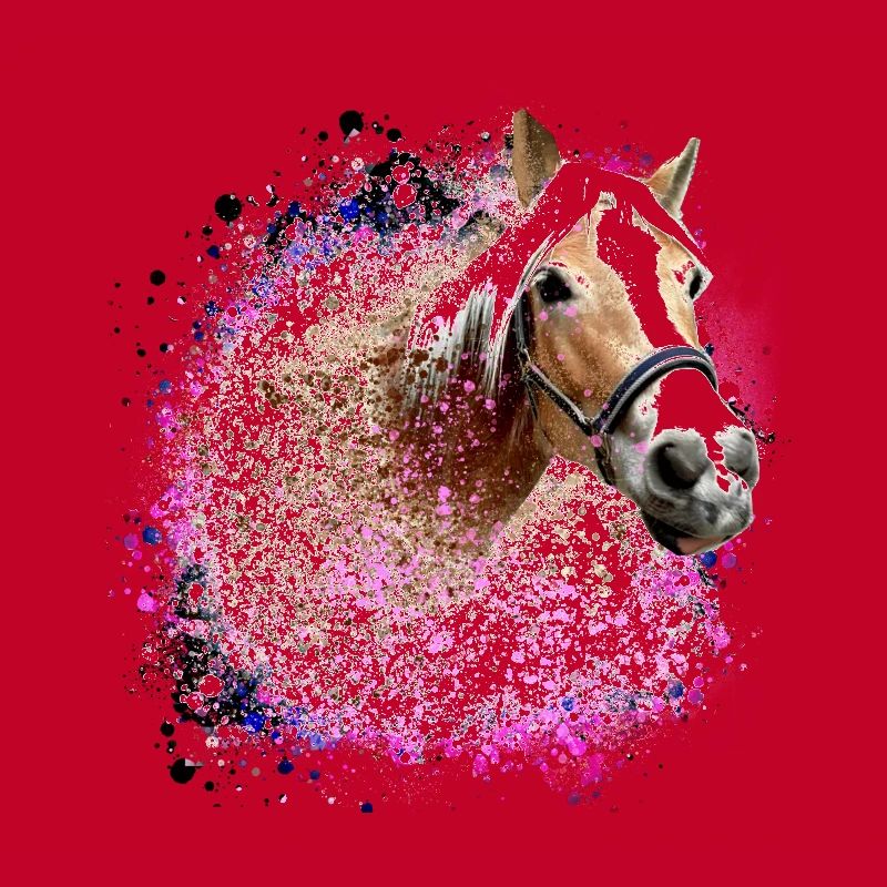 cheval,haflinger, graffitis, peinture, bleu, chevaux,