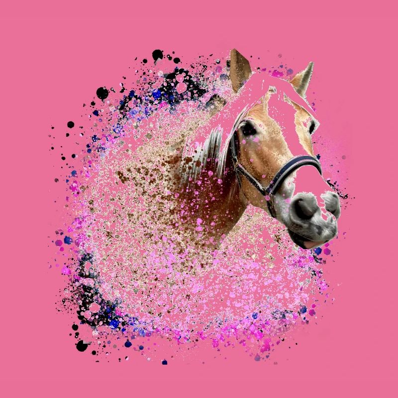 cheval,haflinger, graffitis, peinture, bleu, chevaux,