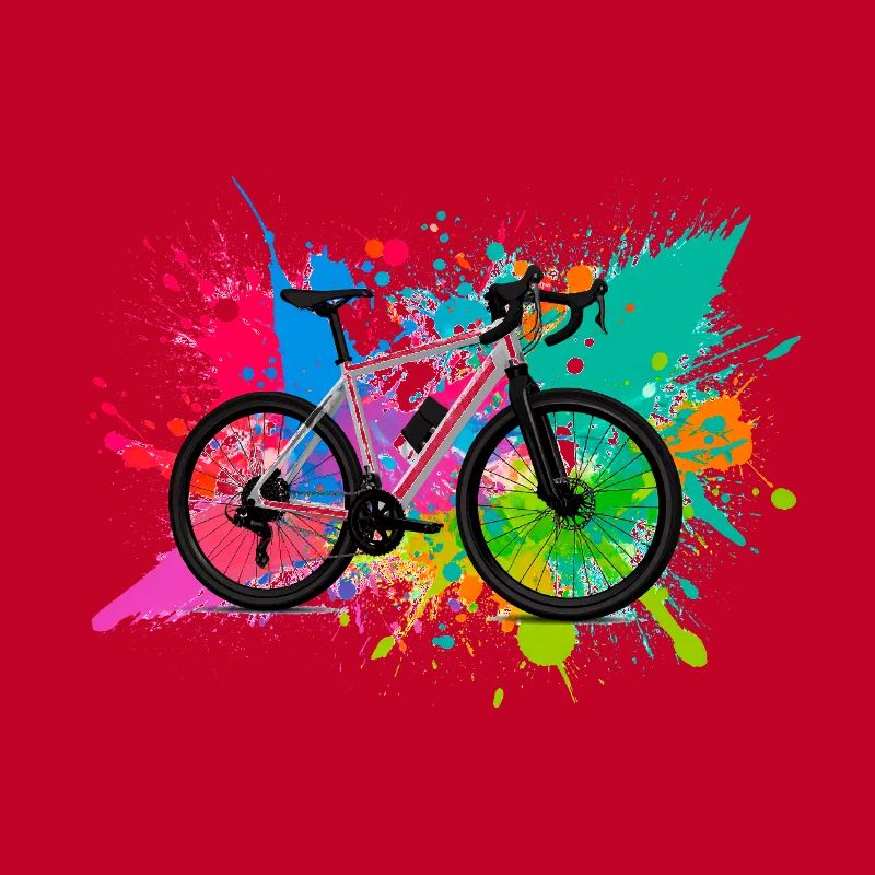 illustration,mountain bike,road bike,graffiti,colorful