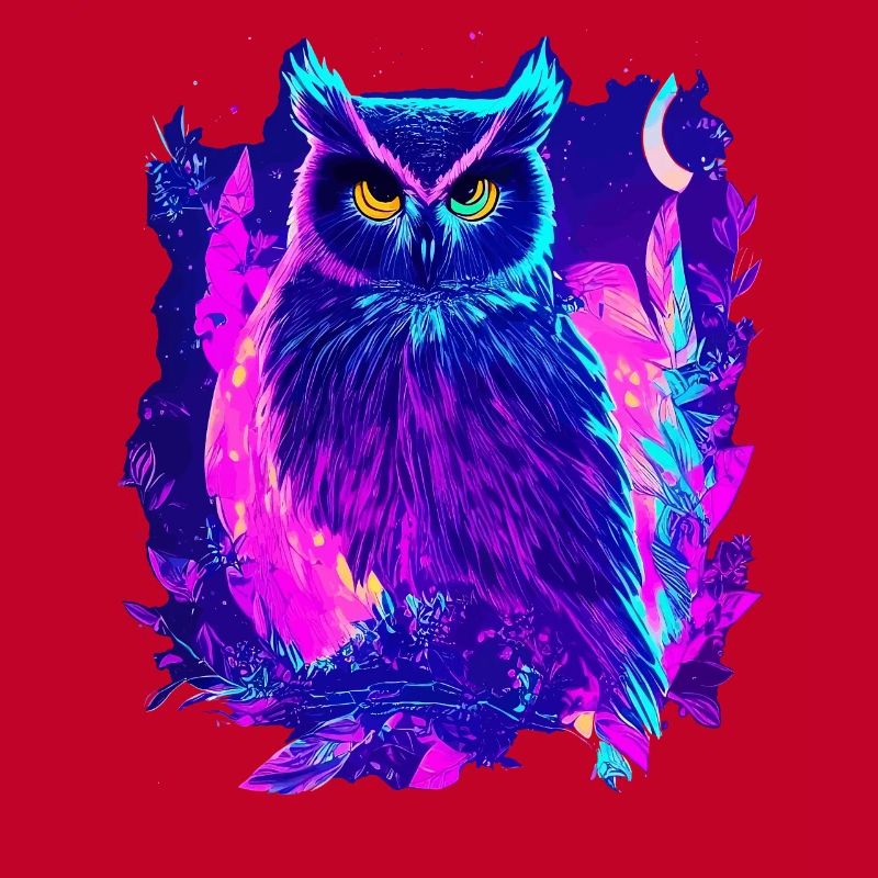Neon leuchtende Eule Synthwave