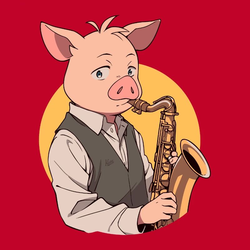Saxophone Player Pig