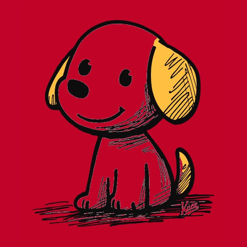 chiot de dessin animé mignon et joyeux