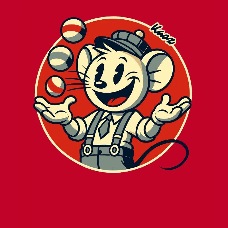 Funny retro mouse as a juggler