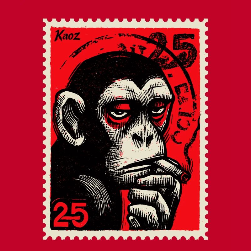 Cool monkey on postage stamp