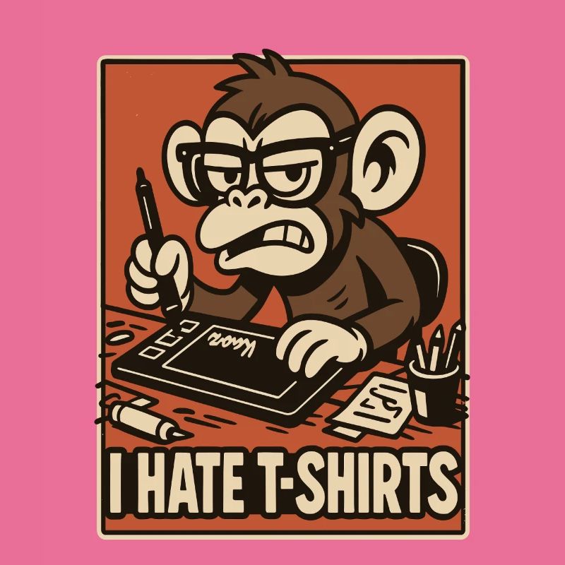 Angry monkey on drawing tablet comic style